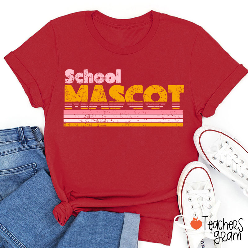 Personalized Mascot And School Name Contrast Color Line Design Teacher T-Shirt