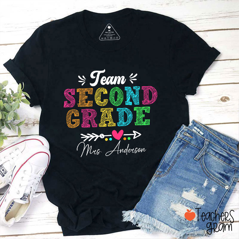 Personalized Team Name Arrow Heart Teacher T-Shirt