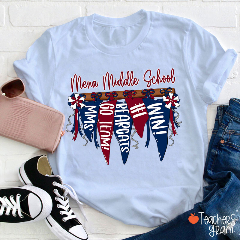 Personalized Mascot Pennant Banner Flag Teacher T-Shirt