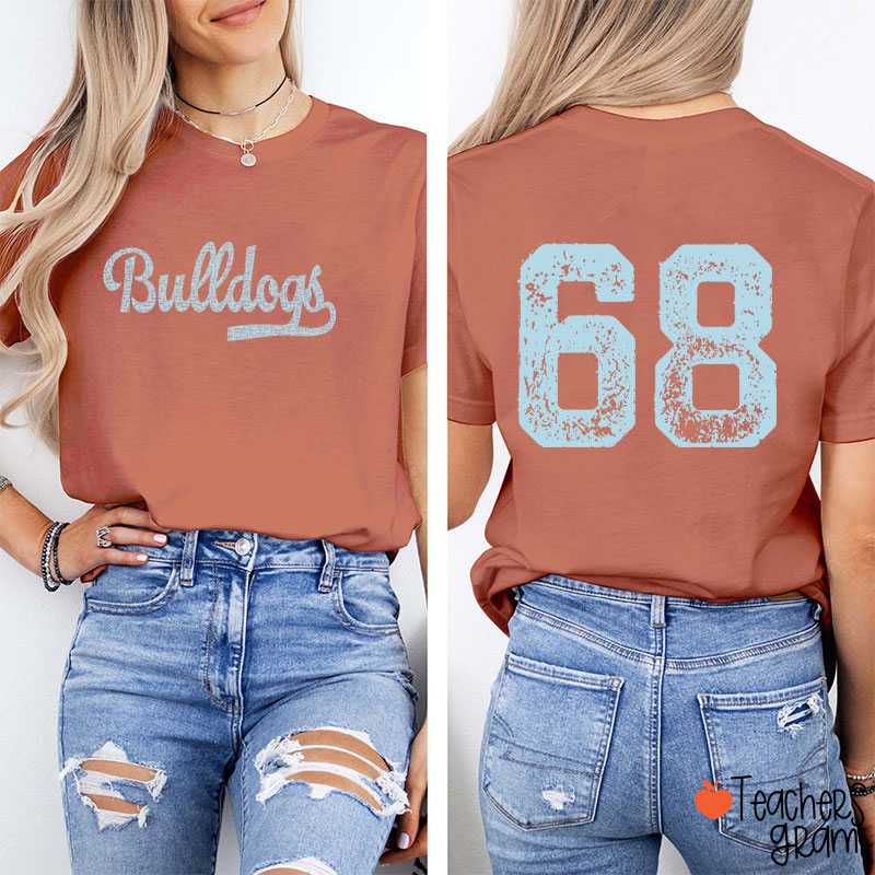 Personalized Mascot Comfort Colors Distressed Teacher Two Sided T-Shirt