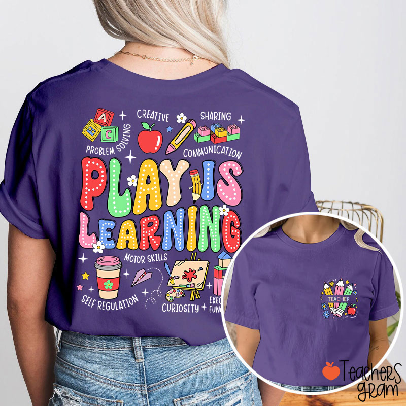 Personalized Text Play Is Learning Teacher Two Sided T-Shirt