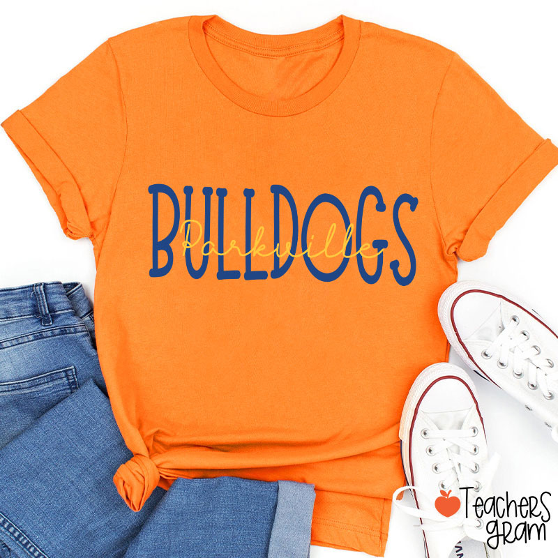 Personalized Mascot School Spirit Simple Contrasting Color Design Teacher T-Shirt