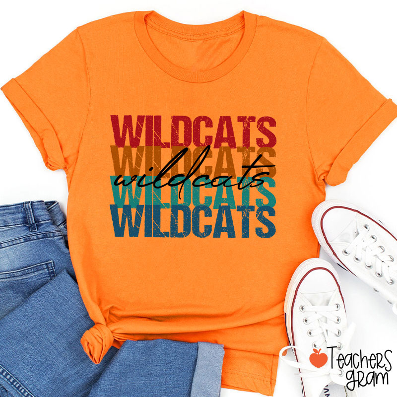Personalized Mascot Retro Distressed School Spirit Teacher T-Shirt