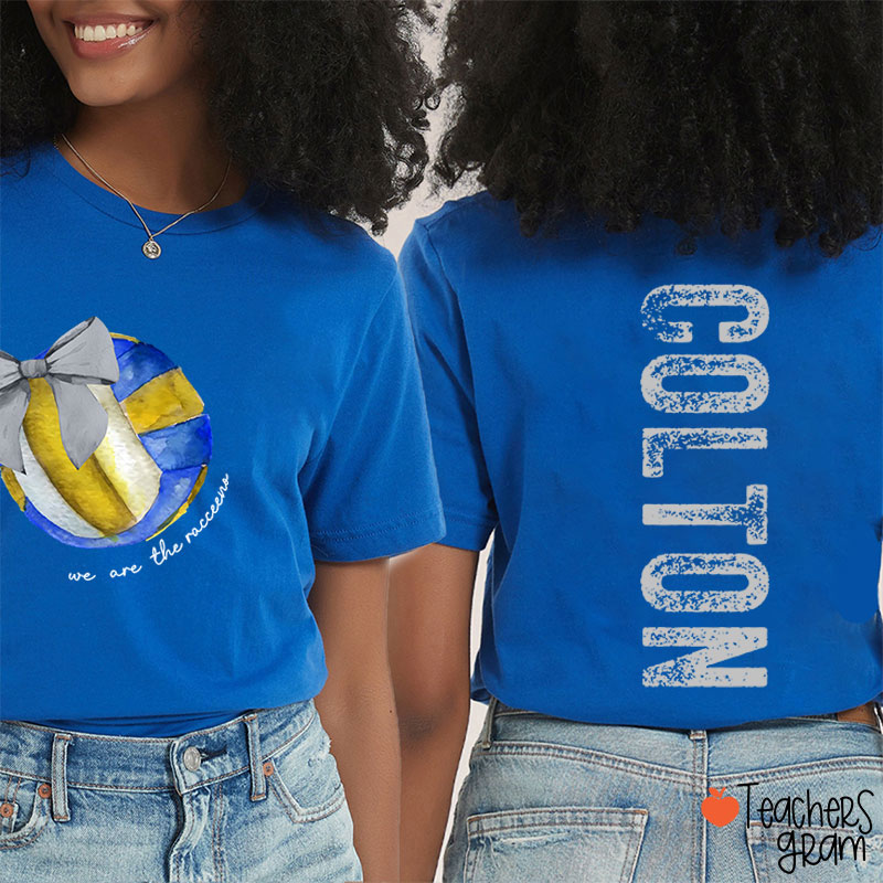 Personalized Mascot And Sport Coquette Bow Teacher Two Sided T-Shirt