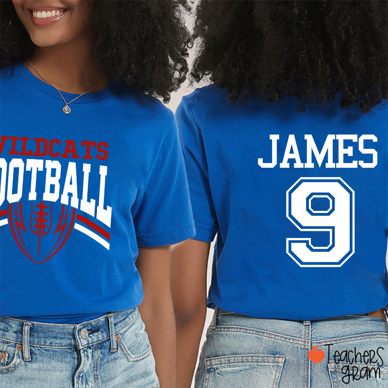 Personalized Mascot Football Game Day Teacher Two Sided T-Shirt