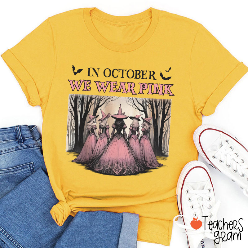 October Pink Witches Teacher T-Shirt