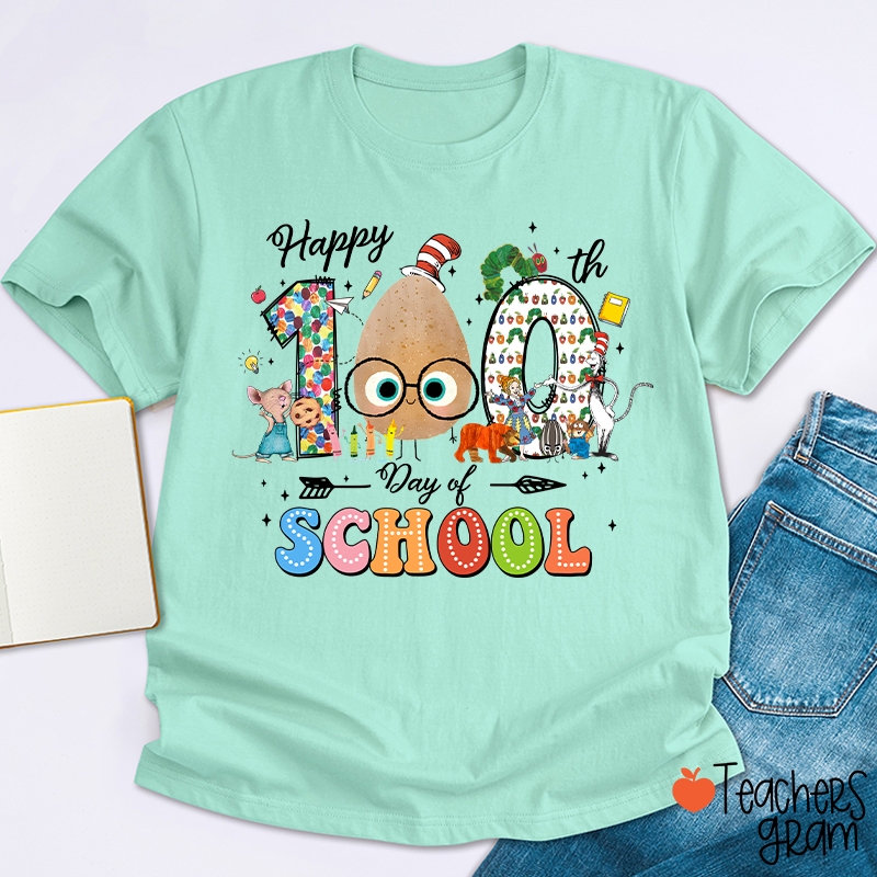 Children's Books Happy 100 Days Of School Teacher T-Shirt