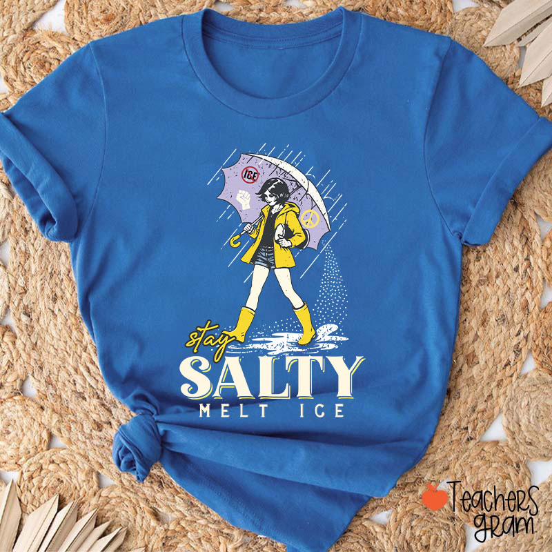 Subtle Anti Ice Stay Salty Protest Teacher T-Shirt