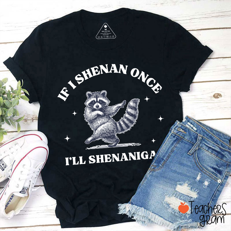 If I Shenan Once I'll Shenanigan Raccoon Teacher T-Shirt