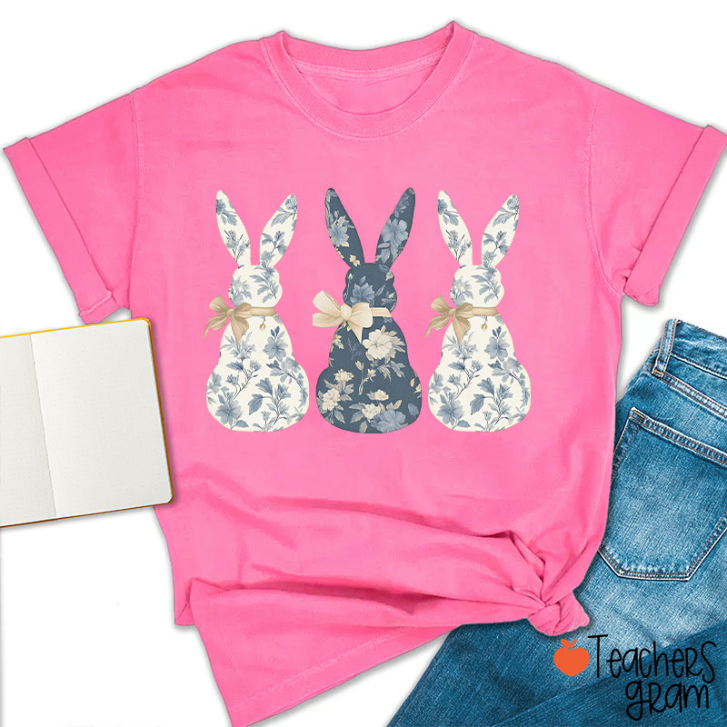 Coquette Bow Easter Bunny Teacher T-Shirt