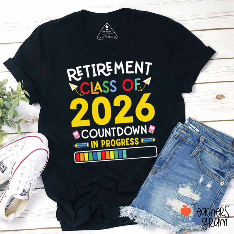 Personalized Countdown On Progress Retirement Teacher T-Shirt Sale-Teachersgram