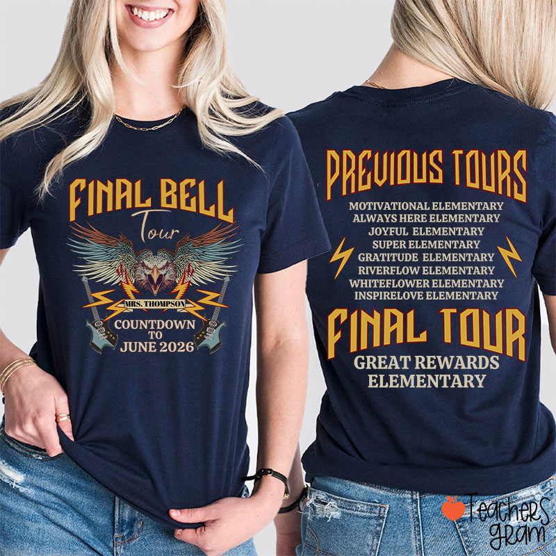 Personalized Funny Retirement Countdown Teacher Two Sided T-Shirt