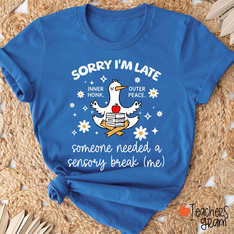 Sorry I'm Late Someone Needed A Sensory Break Teacher T-Shirt