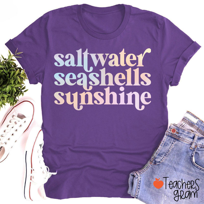 Saltwater Seashells Sunshine Teacher T-Shirt