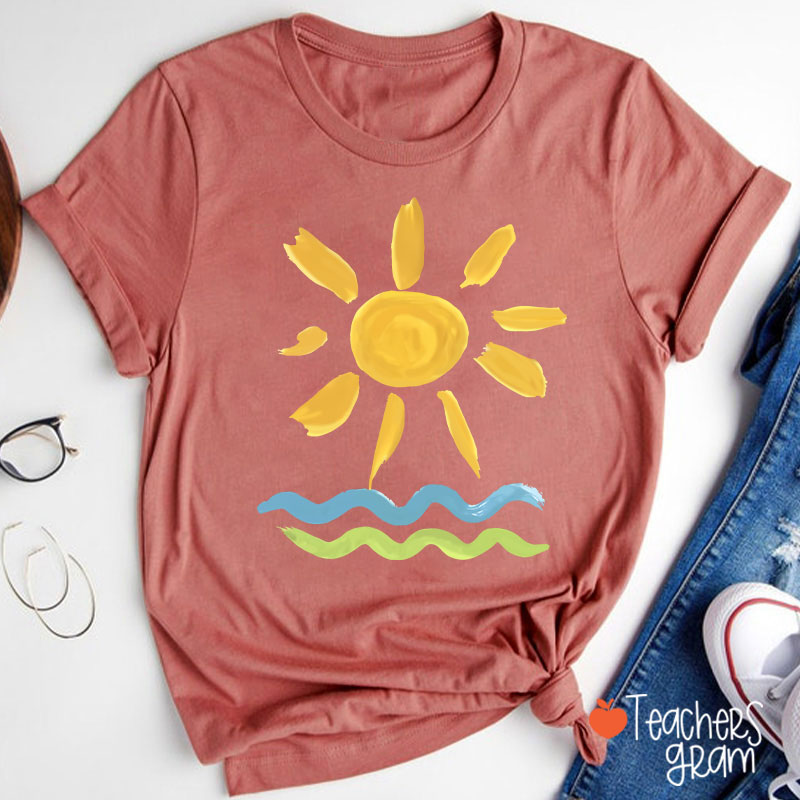 Hello Sunshine Summer Beach Teacher T-Shirt
