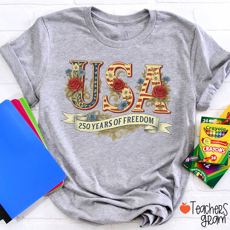 Usa 250 Years Of Freedom Teacher T-Shirt