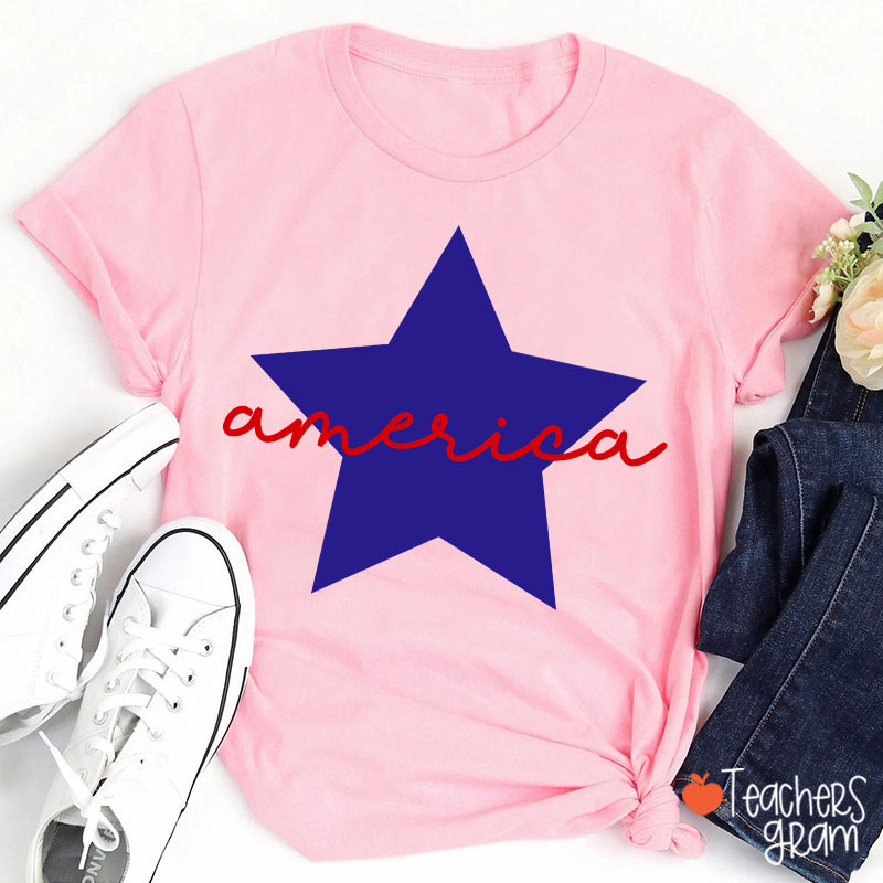 America Patriotic 4th Of July Teacher T-Shirt