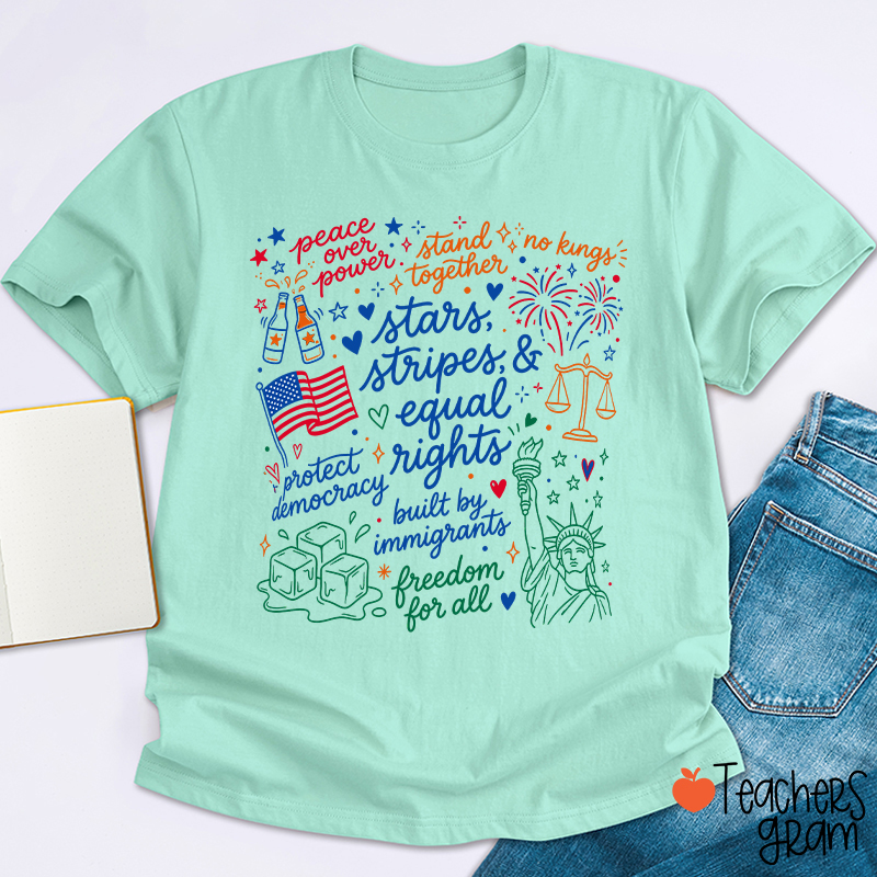 Doodle USA Political Equal Rights Teacher T-Shirt