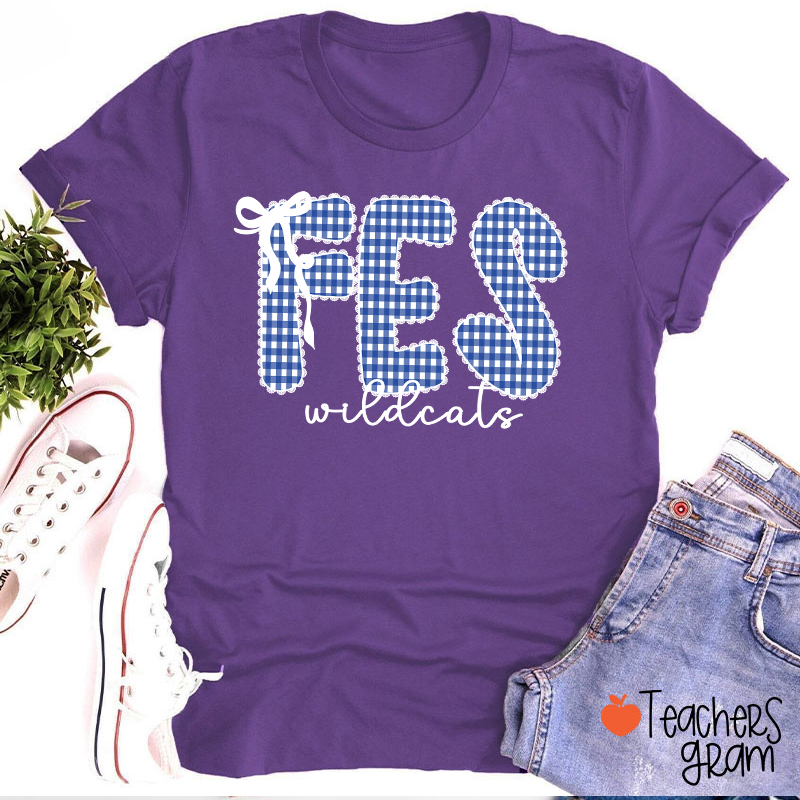 Personalized Gingham School Spirit Teacher T-Shirt
