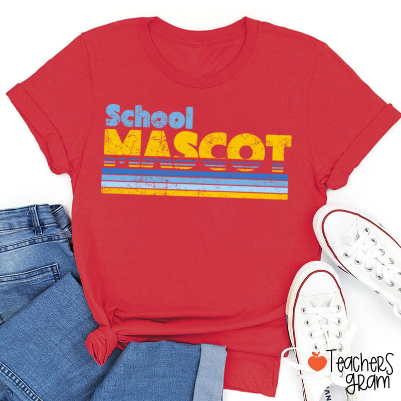 Personalized Mascot And School Name Contrast Color Line Design Teacher T-Shirt