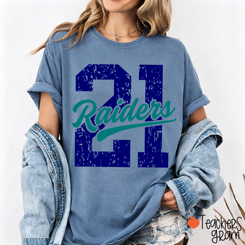 Personalized Vintage Distressed Number Team Name Mascot Teacher T-Shirt