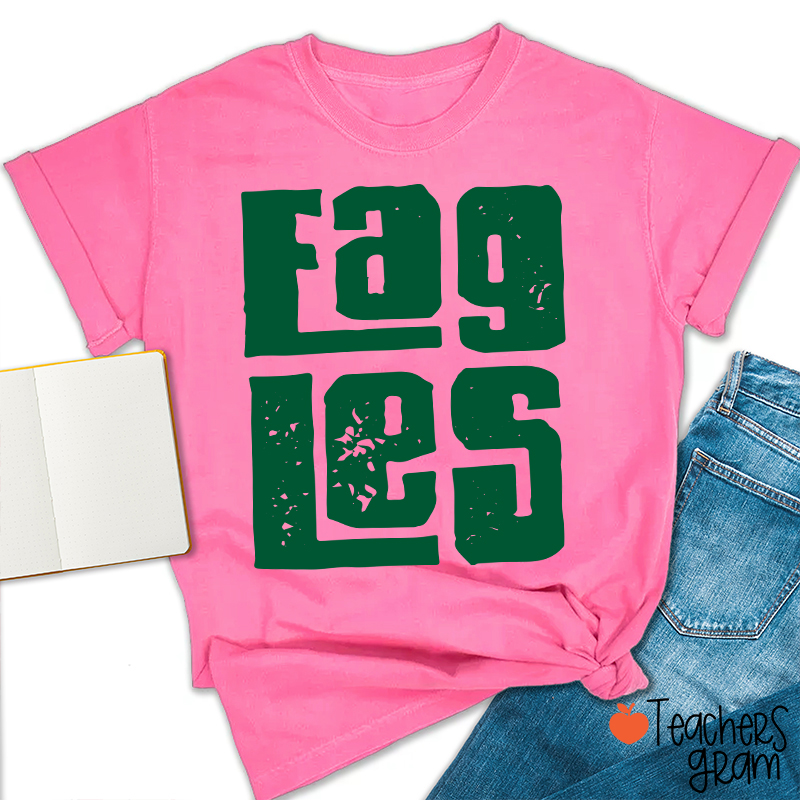 Personalized Distressed Bold Mascot Text Teacher T‑Shirt