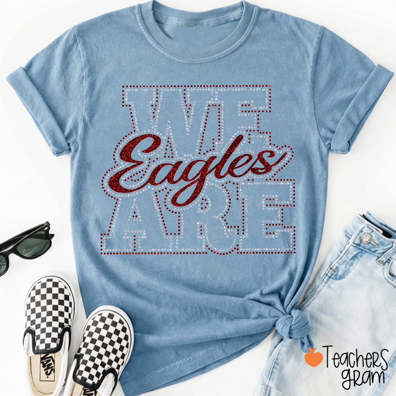 Personalized Mascot Rhinestone We Are Team Teacher T-Shirt