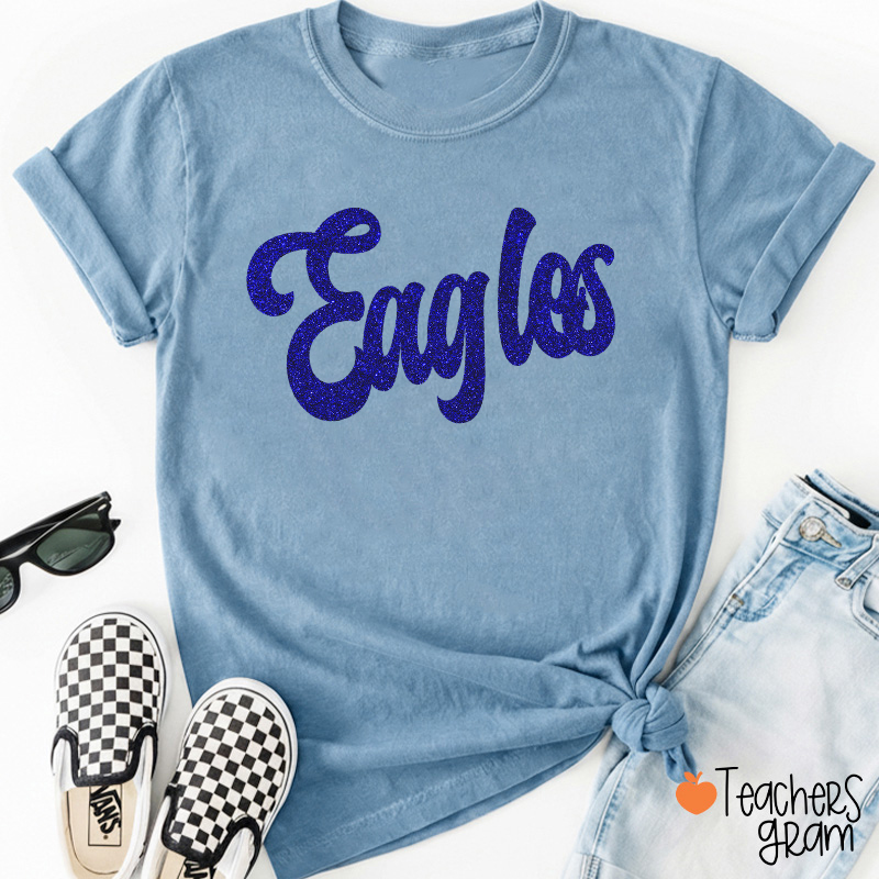 Personalized Glitter Script Teacher T‑Shirt
