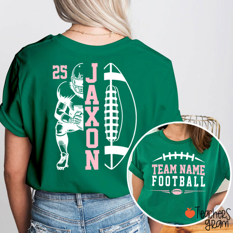 Personalized Team Name Football Season Game Day Teacher Two Sided T-Shirt