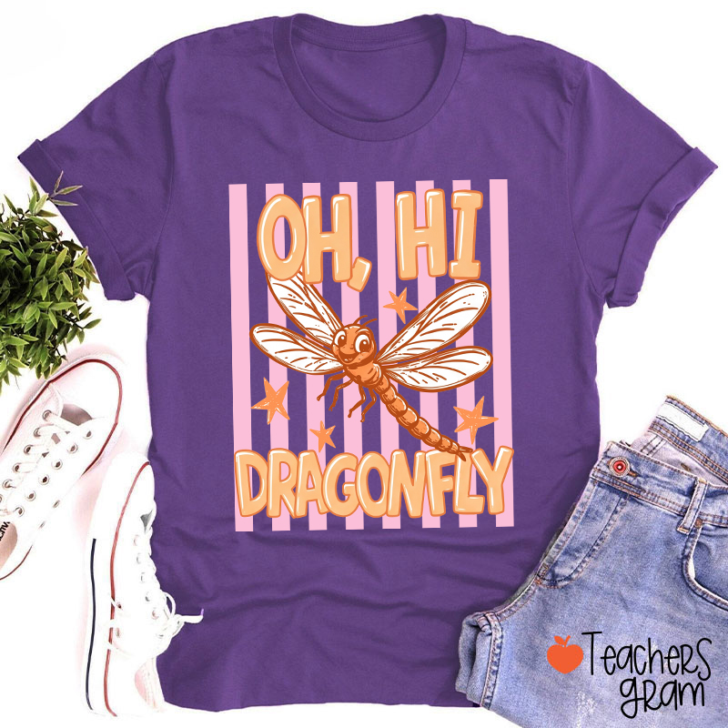 Personalized Retro Cute Animal Striped Frame Teacher T-Shirt