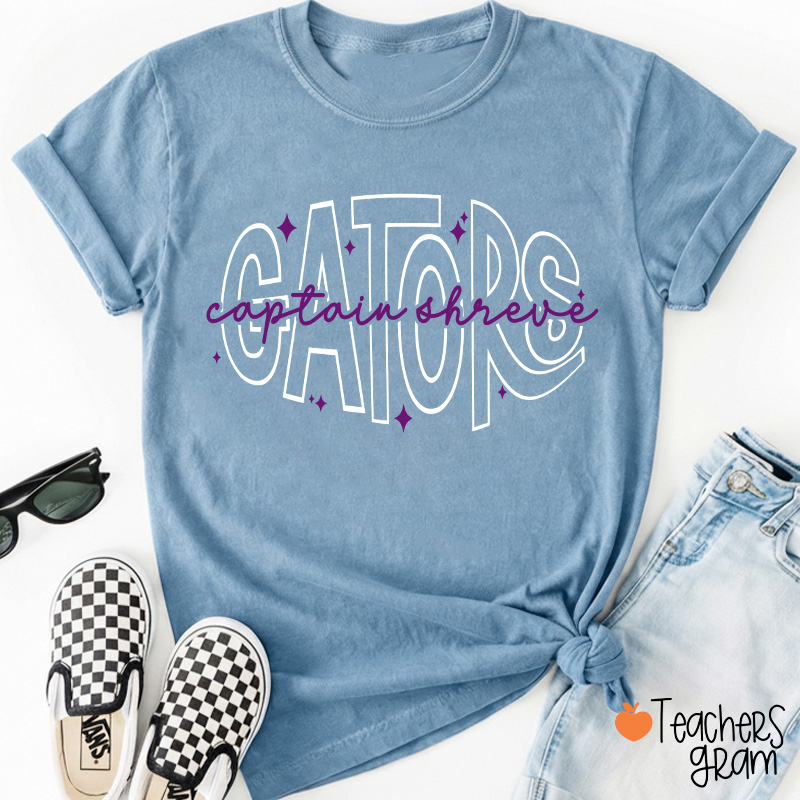 Personalized Mascot And School Name Star Line Teacher T-Shirt
