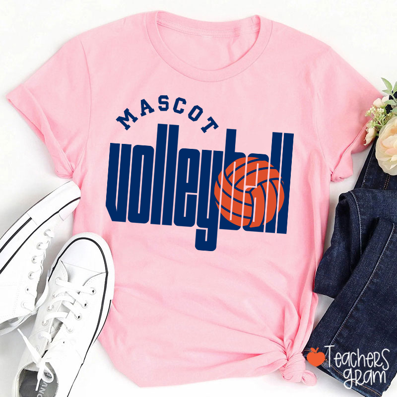 Personalized Mascot Volleyball Retro Game Day Teacher T-Shirt