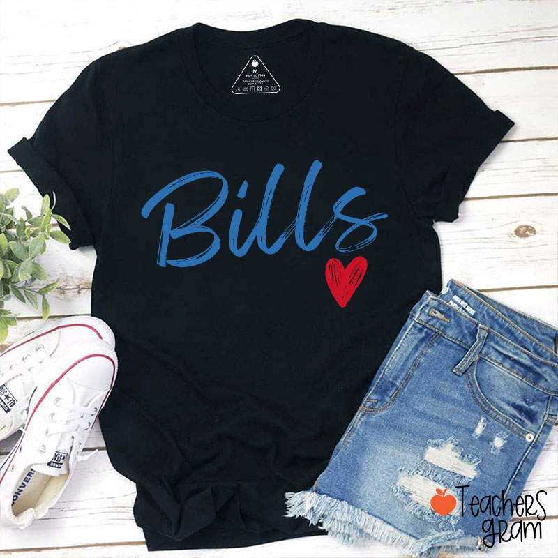 Personalized Mascot Sport Handwritten Heart Teacher T‑Shirt