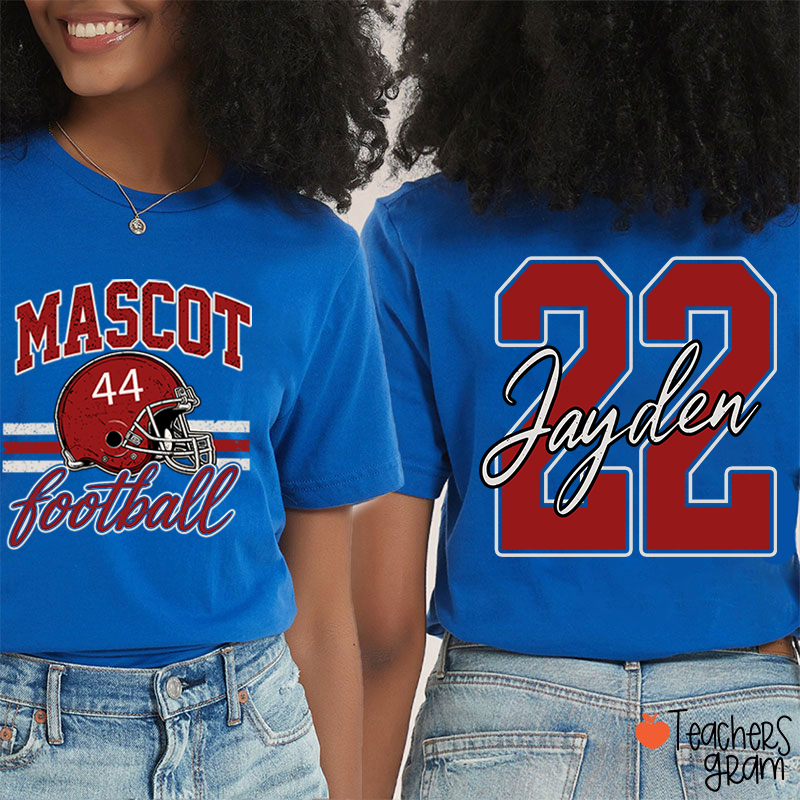 Personalized Mascot Football Game Day Teacher Two Sided T-Shirt