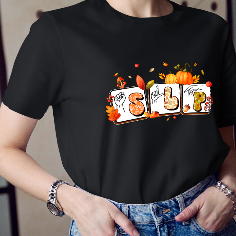 Fall Pumkin Slp Teacher T-Shirt