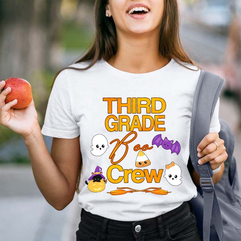 Personalized Grade Boo Crew Teacher T-Shirt