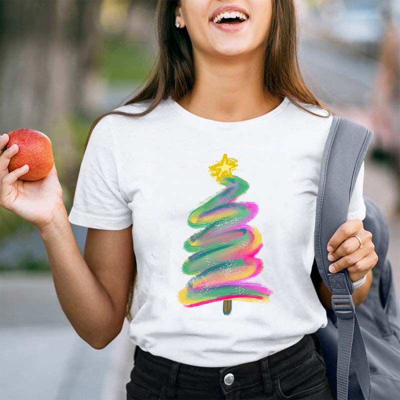 Colorful Graffiti Christmas Tree Teacher T-Shirt