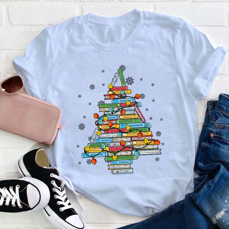 Christmas Books Tree Teacher T-Shirt