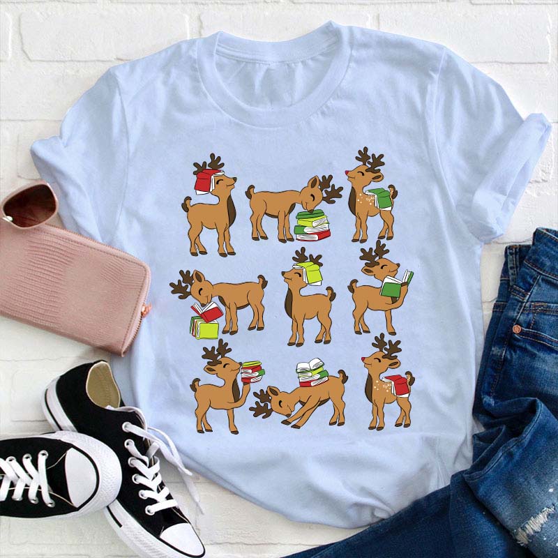 Reindeer Reading Teacher T-Shirt