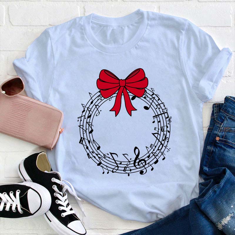 Music Wreath Christmas Teacher T-Shirt