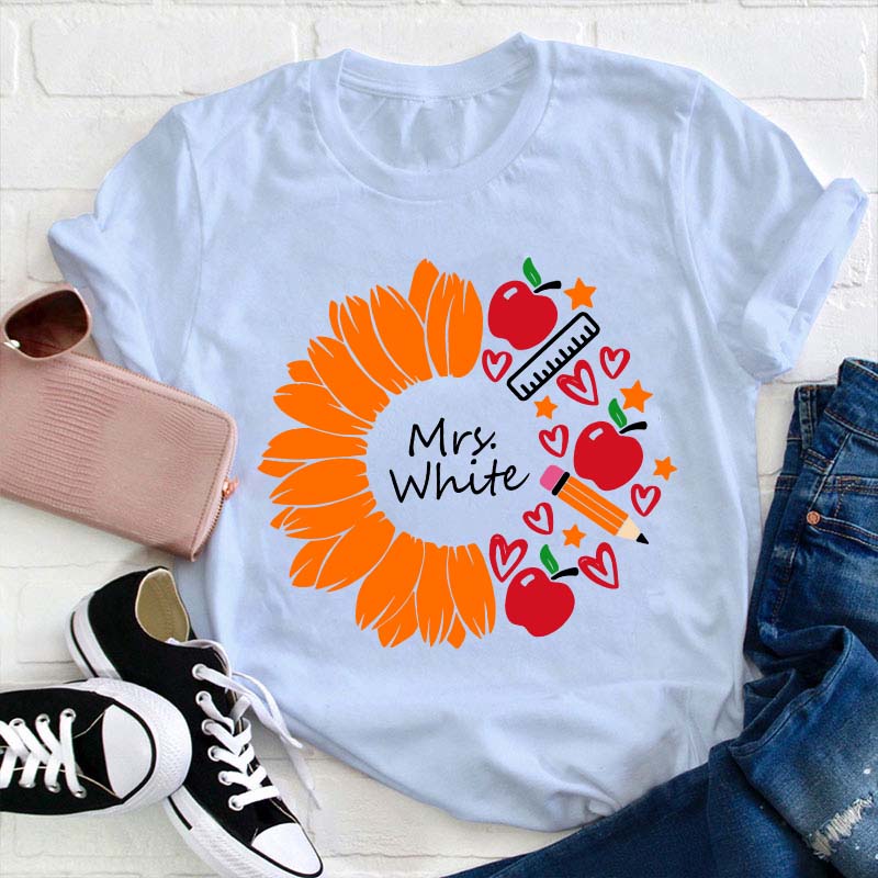 Personalized Sunflower Teacher Life Teacher T-Shirt