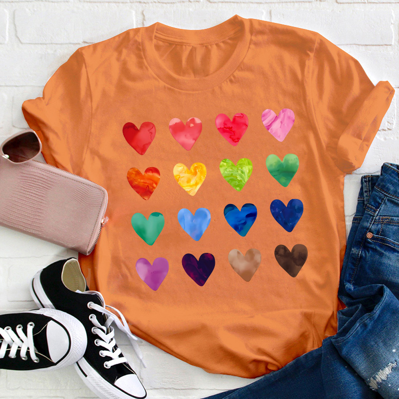 Colorful Love Combination Teacher T-Shirt