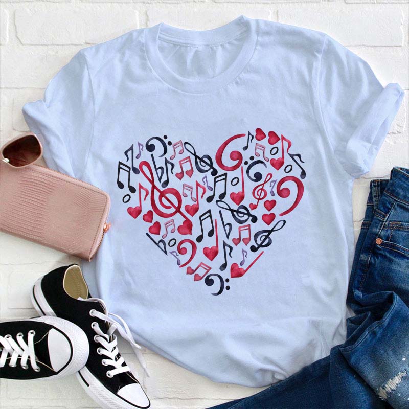 Musical Note Heart Teacher T-Shirt