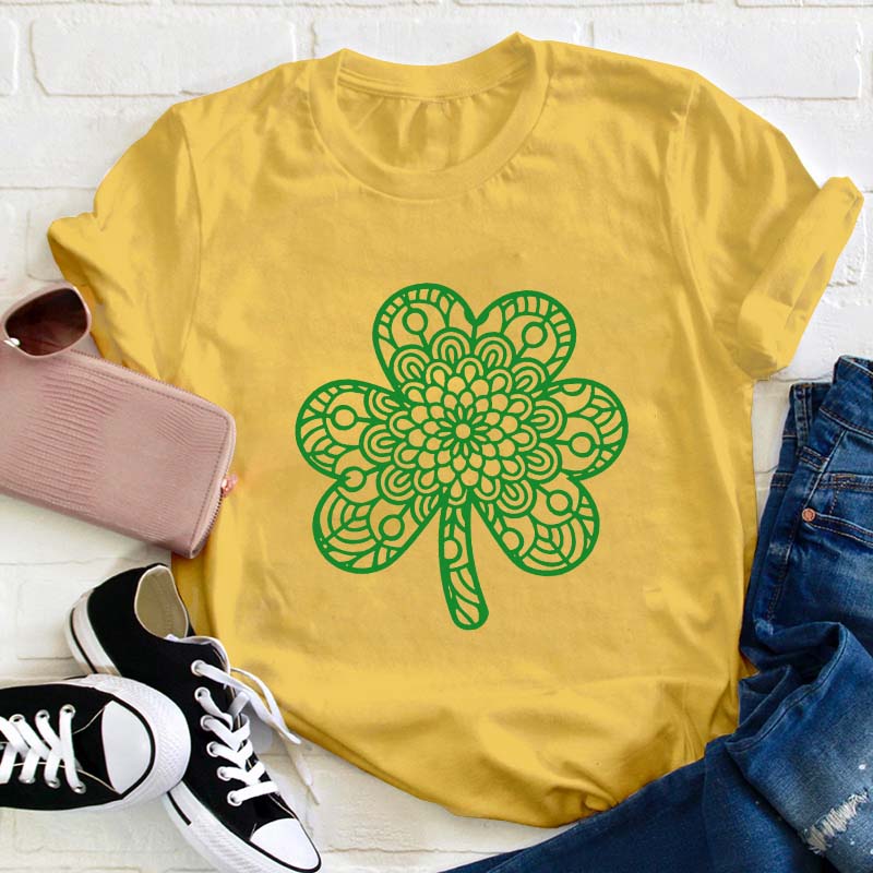 Pretty Shamrock Mandala Teacher T-Shirt