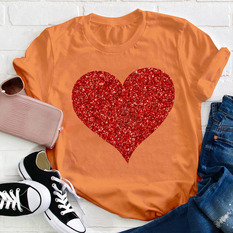 Glitter Heart Teacher T-Shirt