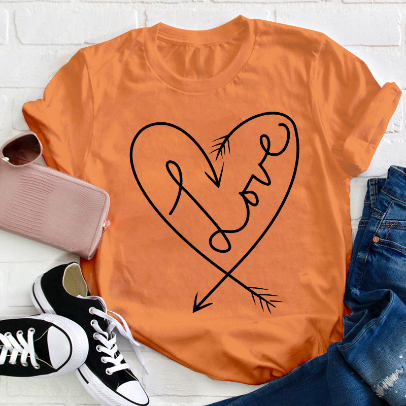 Love Heart Valentines Teacher T-Shirt