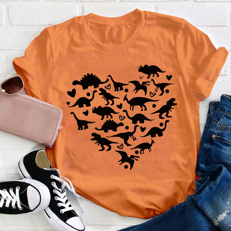 Dinosaur Heart Teacher T-Shirt