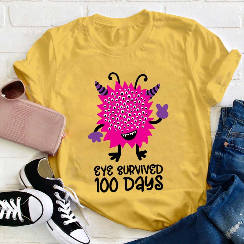 Eye Survived 100 Days Teacher T-Shirt