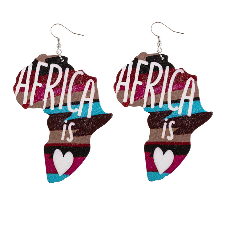 African Print Teacher Wooden Earrings