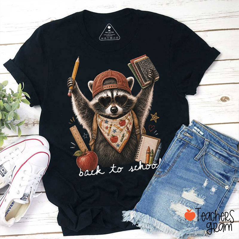 Back To School Raccoon School Supply Teacher T-Shirt